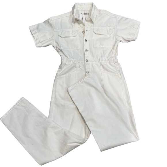 Free People 80s Style White Marci Utility Coveralls Denim Jean Jumpsuit - Picture 11 of 16